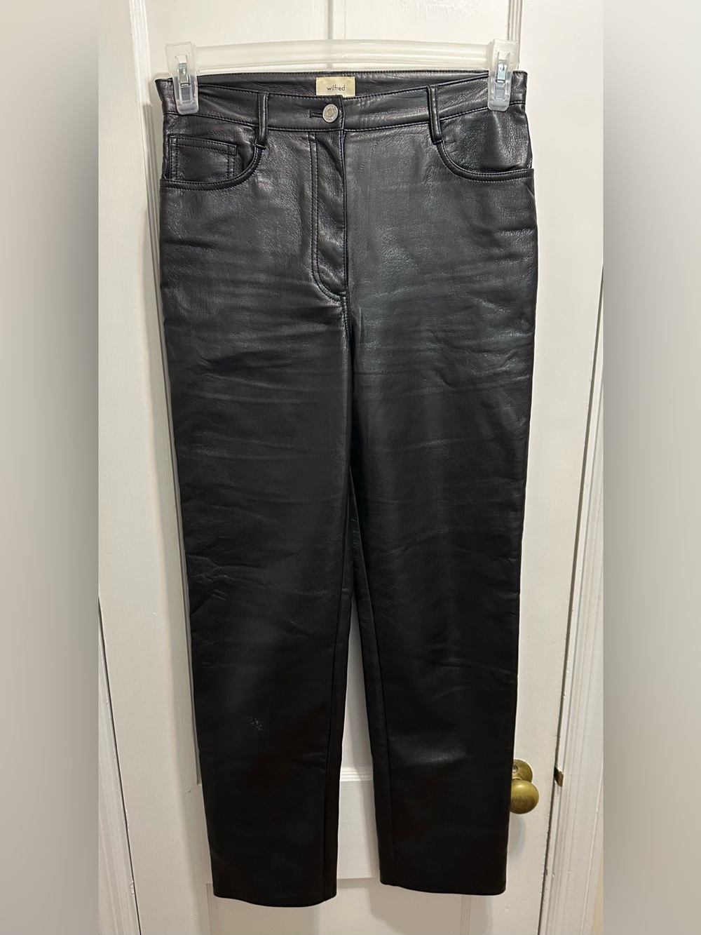 Wilfred: Black Straight-Leg Leather Pants